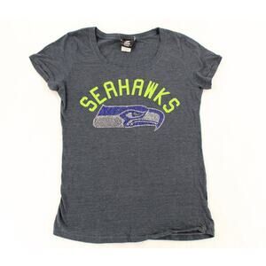 Team Apparel Women's T Shirt Bling Seattle Seahawks Football Rhinestone Med